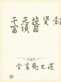 千元投资创业致富项目