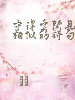 守得云开见月明相似的诗句