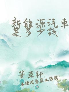 新能源汽车价钱是多少钱