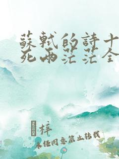 苏轼的诗十年生死两茫茫全诗