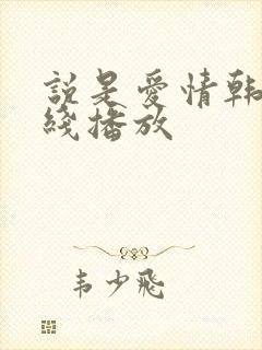 说是爱情韩剧在线播放