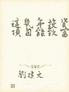 这几年投资什么项目能致富
