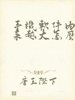 手机软件内存越来越大怎么清理