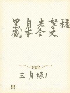 黑月光拿稳be剧本全文