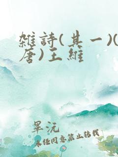 杂诗(其一)(唐)王维