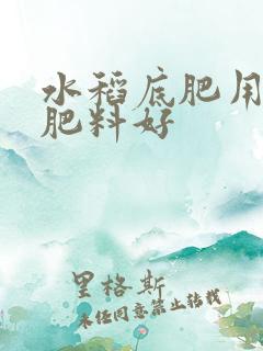 水稻底肥用什么肥料好