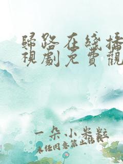 归路在线播放电视剧免费观看全集