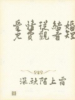 爱情从结婚开始免费观看短剧