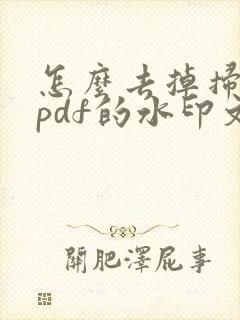 怎么去掉扫描王pdf的水印文字