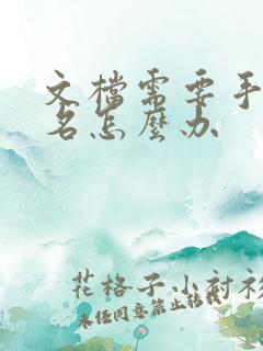 文档需要手写签名怎么办