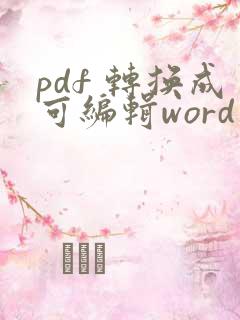 pdf 转换成可编辑word 文档