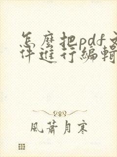 怎么把pdf文件进行编辑