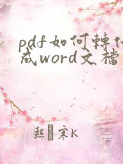 pdf如何转化成word文档