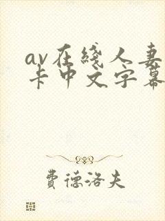 av在线人妻不卡中文字幕二区
