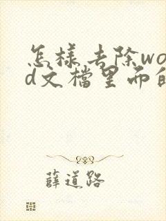 怎样去除word文档里面的水印
