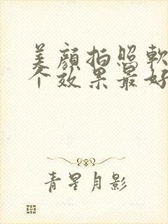 美颜拍照软件哪个效果最好