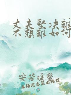 丈夫坚决离婚我不想离如何解决