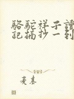骆驼祥子读书笔记摘抄一到三章