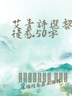 艾青诗选黎明读后感50字 艾青诗选黎明读后感50字