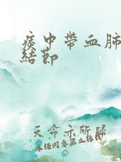 痰中带血肺里有结节
