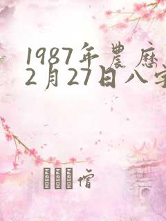 1987年农历2月27日八字财运