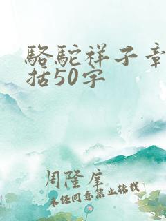 骆驼祥子章节概括50字