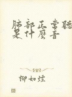 肺部正常听诊音是什么音