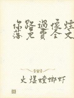 你路过像烟火坠落免费全文