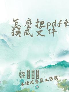 怎么把pdf转换成文件