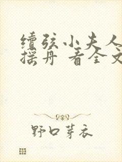 续弦小夫人 江摇舟 看全文