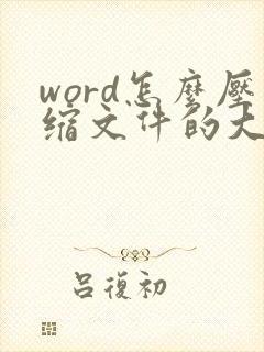 word怎么压缩文件的大小