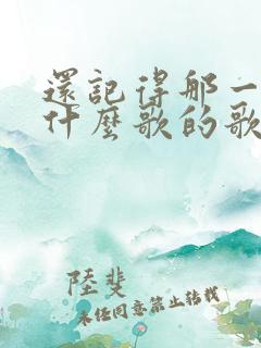 还记得那一天是什么歌的歌词