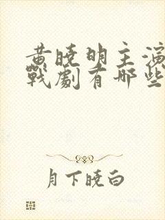 黄晓明主演的谍战剧有哪些