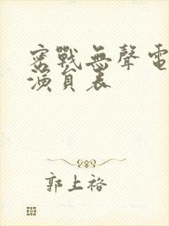 密战无声电视剧演员表