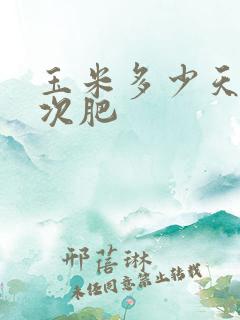 玉米多少天施一次肥