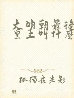 大明朝最后一个皇上叫什么