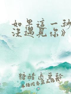 如果这一秒,我没遇见你》