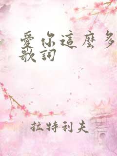 爱你这么多年 歌词
