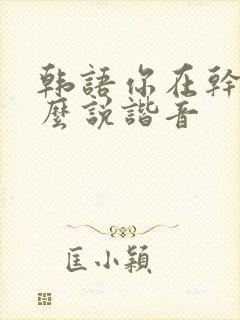韩语你在干嘛怎么说谐音