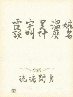 霍宇昊温婉婷小说叫什么名字