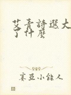 艾青诗选大概讲了什么
