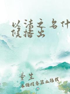 以法之名什么时候播出