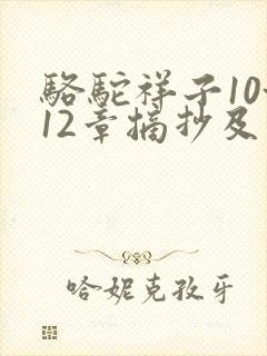 骆驼祥子10~12章摘抄及感悟