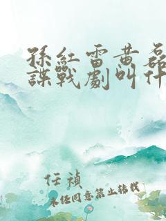 孙红雷黄磊演的谍战剧叫什么