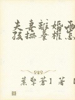夫妻离婚两个小孩抚养权怎么判定