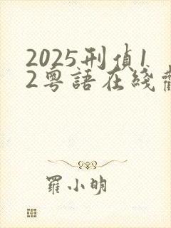 2025刑侦12粤语在线观看
