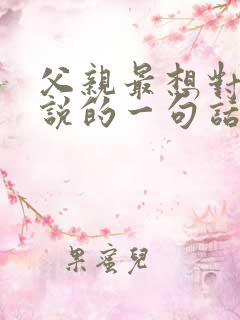 父亲最想对儿子说的一句话