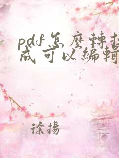 pdf怎么转换成可以编辑的文档