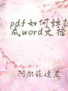 pdf如何转换成word文档编辑