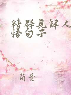 精辟见解人生感悟句子